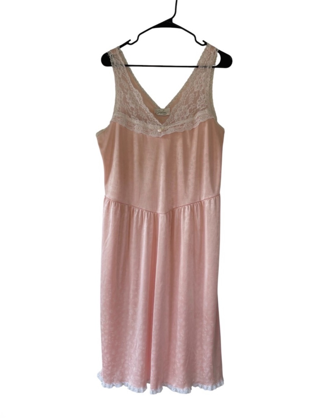 80s Jaclyn smith Satin Chemise with Lace Trim